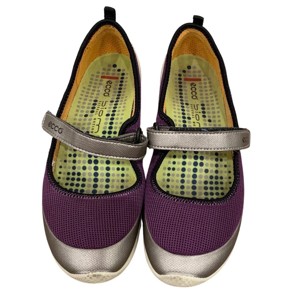 Ecco‎ Biom Mary Jane 38 Mesh Purple Silver Gorpcore Sporty Walking Shoes Womens